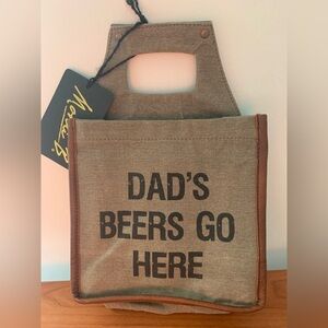 Mona B "Dad's Beer" Up-Cycled Canvas Beer/Wine Caddy NWT